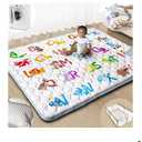 Beavtaens Baby Play Mats for Floor, 71”x59” Upgraded Thickness & Larger Super Soft Playmat for Babies and Toddlers, Foldable Washable, Upgrade AntiSlip Crawling Mat for Playpen(Animal Alphabets)