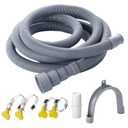 Washing Machine Drain Hose, Flexible 23ft Universal Dishwasher Drain Hose Extension Kit, 4 Clamps & 1 U-Bend Hose Holder