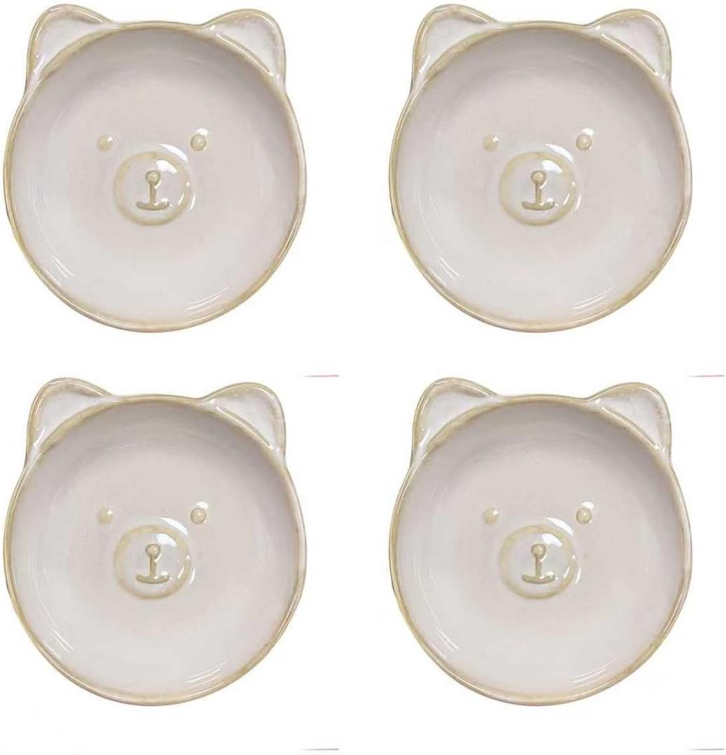 Bear Ceramic Dipping Bowls - Soy Sauce Dishes Set, 4 Pack Small Dip Bowls for Side Dish, Ketchup BBQ Party