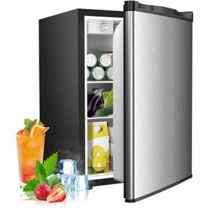2.56 Cu.ft Compact Refrigerator with Reversible Single Door, Silver