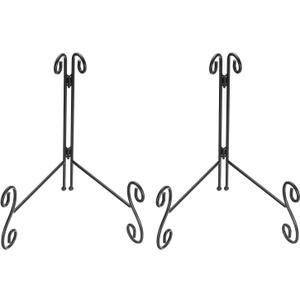 uxcell 2pcs 10 Inch Plate Stand for Display, Iron Decorative Plate Holders Folding Display Stand Easel for Books, Platter, Photo Picture Frame, Tabletop Art, Black