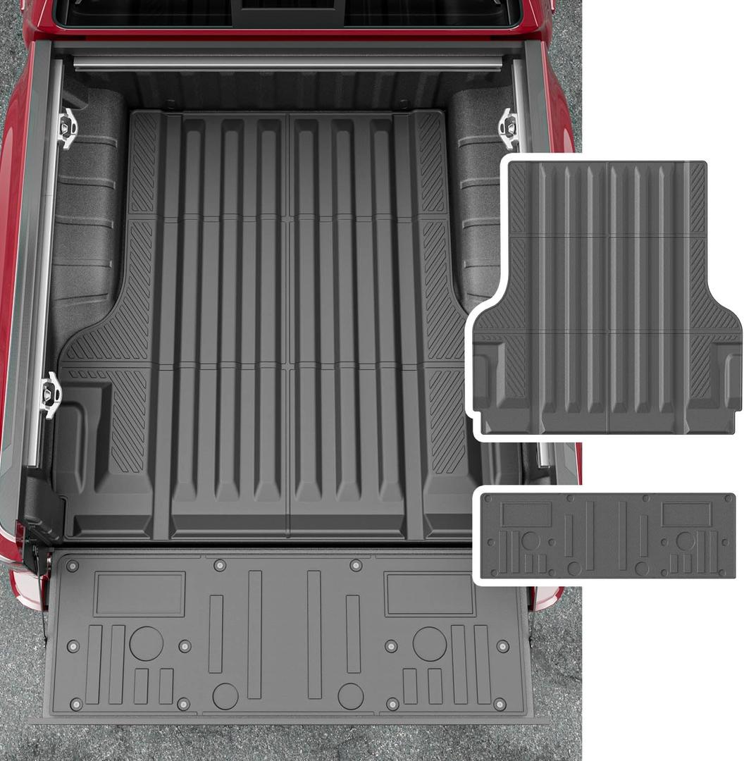 powoq Truck Mat Compatible with 2022 2023 2024 2025 Nissan Frontier Truck Bed Mat Tailgate Liner Replacement for 2022-2025 Nissan Frontier Accessories(5FT Bed Mat+Circle Style Tailgate Mat)