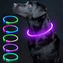 Colaseeme LED Dog Collar Light Up Dog Collars 1 Count USB Rechargeable TPU Glow Safety Basic Dog Collars for Large Medium Small Dogs (Purple)