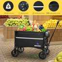 Collapsible Wagon Cart with Wheels Foldable - Folding Utility Heavy Duty Wagons Carts for Grocery Sports Garden Shopping Camping (120L, Black)
