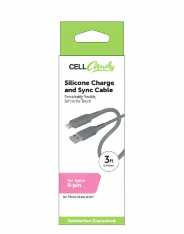 Cell Candy Silicon Charge & Sync Cable For Apple 8 Pin, 1 ct