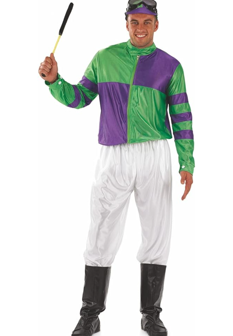 fun shack Horse Jockey Costume for Men, Adult Jockey Halloween Outfit, Equestrian Theme Dress-Up, Race Day Attir XL