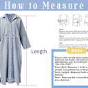 chouyatou Women's Casual Long Sleeve Button Down Loose Striped Cotton Maxi Shirt Dress (M)