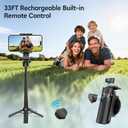 14.5" Mini Magnetic Tripod for iPhone, Selfie Stick with Remote for MagSafe, Portable Pocket Size Selfie Stick with Metal Ring, Small/Compact Cell Phone Stand for Recording, Travel and Vlogging-Black