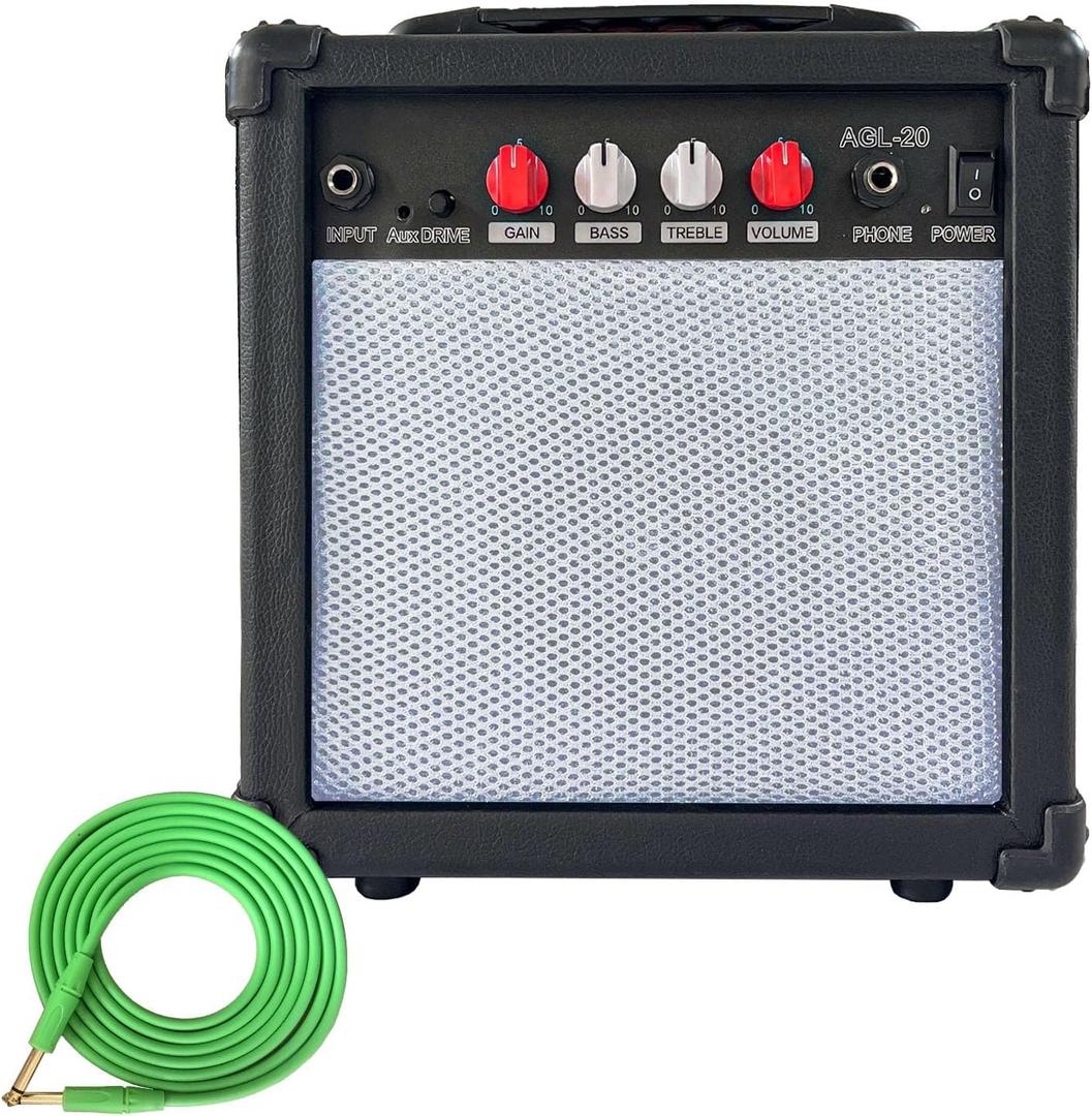 Electric Guitar Amp 20 Watt Amplifier Portable Amp with Headphone Input Gain Powe Including Professional Noise Reduction Cable (20W-2)