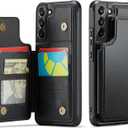 Vinich for Samsung Galaxy S22 Wallet Case with Card Holder, RFID Blocking Credit Slots Kickstand Shockproof Phone Cover Fit for Galaxy S22, 6.1" Black