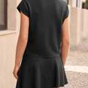 Wenrine Womens Summer 2 Piece Skirt Sets Casual V Neck Crop Tops A Line Mini Skirts Sleeveless Knit Sweater Matching Set (Black, S)
