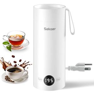 Sekaer Small Travel Portable Electric Kettle, Mini Tea Kettle Hot Water Boiler, 0.5L & 500Watts, with 4 Variable Presets and 304 Stainless Steel, SKE-850W (White)