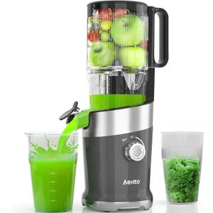 Aeitto Cold Press Juicer, Juicer Machines with Large Feed Chute, For Whole Vegetables and Fruits, Professional Juice Maker Easy to Clean, High Juice Yield, Easy to Assemble, Self Feeding