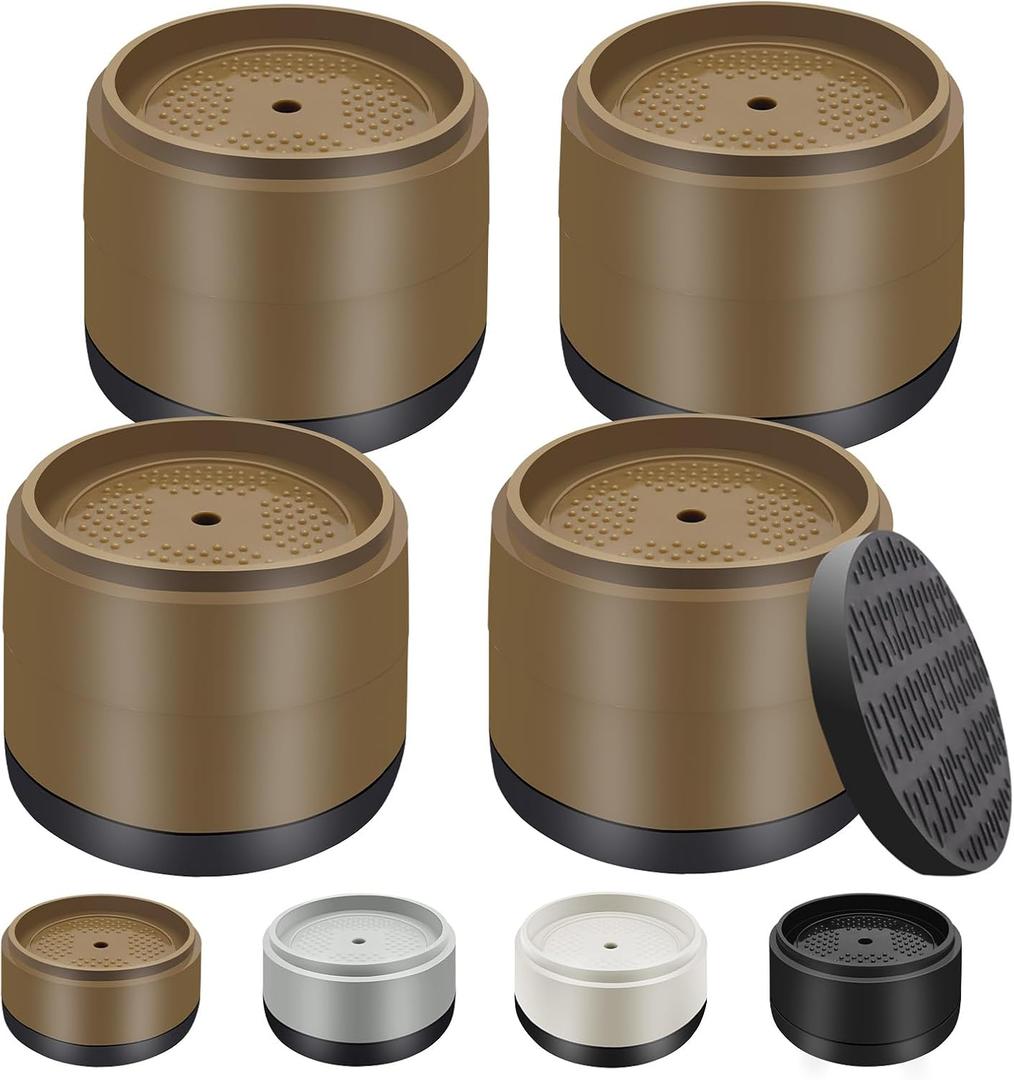 Furniture Risers Bed Risers Heavy Duty 1 inch, 2 inch, 3 inch, 4 inch Round Adjustable Bed Lifts Riser for Desk Legs Table Couch Sofa Chair Refrigerator Washing Machine (1+1 Inch, Brown, 4 Pack )