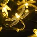 ASFSKY Dragonfly Solar Lights Outdoor 50 LED Dragonfly Lights Waterproof Warm White