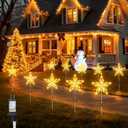 Brightown Pathway Lights Outdoor Christmas Decorations, Set of 10 Large Waterproof Stake Decorative Light for Outside Sidewalk Yard Lawn Path Walkway Driveway Marker Stake, Warm White