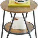 Leesingdo 2 Tier Round Side Table, Rustic Brown End Table with Metal Frame for Small Spaces, Accent Coffee Table, Sofa Table, Nightstand Table for Living Room, Bedroom
