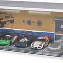 1:64 Scale Car Model Display Case for Hot Wheels,Matchbox Cars,Parking lot with Lights(Repair Store Scene Contains 6 Parking Spaces)