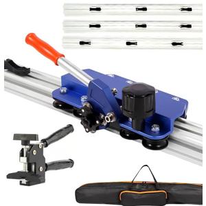 110" Professional Large Format Manual Tile Cutter with Built-in Suction Cups & Tile Pliers, 3 Push Knives – Cuts Porcelain, Ceramic & Stone Tiles up to 4.7" Thick (Blue)