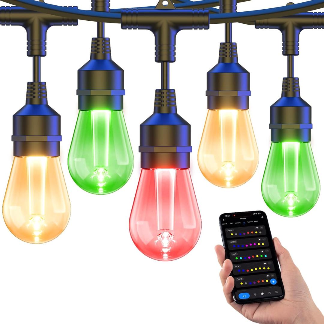 XMCOSY+ Smart Outdoor String Lights, 72.5Ft Patio Lights Waterproof, App Control, Compatible with Alexa, RGBCWIC Color Changing LED String Light for Outside (Multicolor)