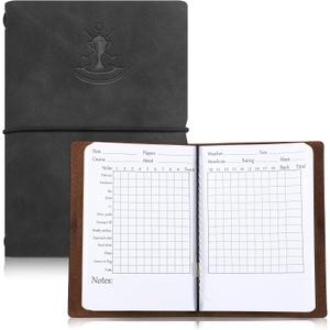 Chinco Golf Notebook Back Pocket Leather Golf Scorecard Book Journal Yardage Book for Sports and Outdoor Club Accessories (Black)