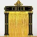 6 Pcs Roaring 20s Party Decorations Set Black and Gold Door Cover Banner with Gold Tinsel Fringe Curtain Backdrop 1920s Birthday Speakeasy Awards Night Vintage Jazz Flapper Wedding Supplies