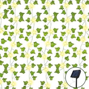 Hokinaa Artificial Ivy Fake Vines - Solar 33 Ft 100 Lights Waterproof Copper Wire Lamp Garland Greenery Fake Hanging Plants Vine Green Leaves for Bedroom Wedding Party Garden Wall Curtains Decor