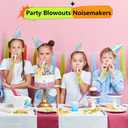 36 Pieces Glitter Metallic Fringed Noisemakers Musical Party Blowers Blowouts Whistle Party Blow Horns for New Years Birthday Party Supplies Sporting Event Celebrations (Pink, Blue)