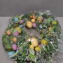 Easter Wreath, 20" Easter Colorful Eggs Door Wreath, Easter Wreaths with Green Leaves for Front Door Hanging Decorations for Home Party Farmhouse Spring Summer Indoor Outdoor Decor