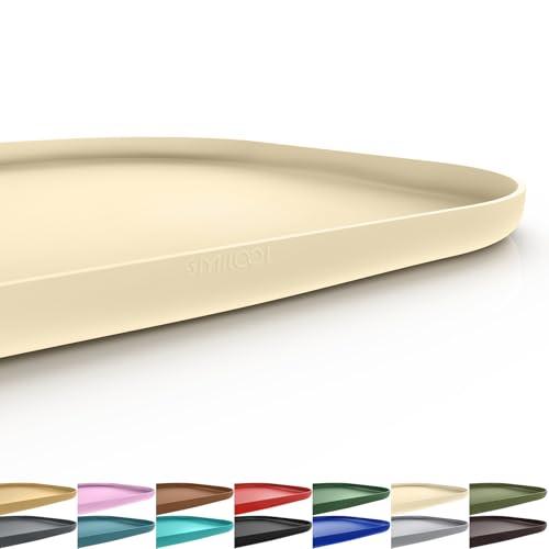 Silicone Pet Feeding Mat with Raised Edge for Food and Water, Dog Bowl Mats, Cat Bowls Placemat with High Lip for Floor Waterproof, Rubber Tray for Cats and Dogs 24 x 16 x 0.8 White Sand (Yellow Cast) 2 Pack