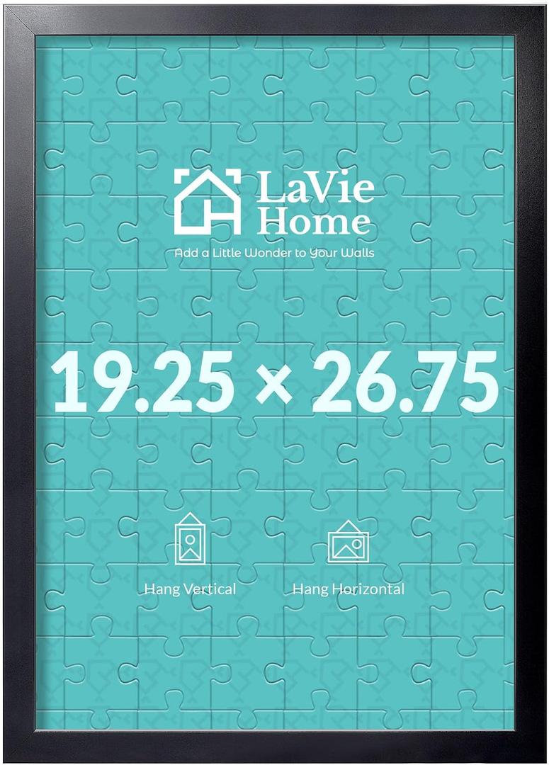 19.25x26.75 Picture Frame Black, Puzzles Frame for Wall Decoration, Classic Black Minimalist Style Suitable for Decorating Houses, Offices, Hotels, Puzzles Posters Photos or Artwork（1 Pack）