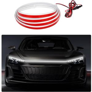 79 Inch Car Hood Light Strip, Exterior Flexible Daytime LED Running Light, Waterproof Auto LED Strip Light with Dynamic Scan Start-up Effect, Car Accessories for SUV Truck (White) (2M)