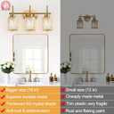 Modern Crystal Bathroom Vanity Light, 3-Light Brushed Gold Bathroom Light Fixtures with Clear Shades, Vanity Lighting Fixtures Over Mirror (Exclude Bulb)