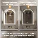 Arched LED Bathroom Mirror, 36"x24" LED Mirror with Frontlit, Arch Backlit Mirrors Gold Framed Anti-Fog, 3 Colors, Dimmable, Adjustable Brightness, Waterproof, UL Listed