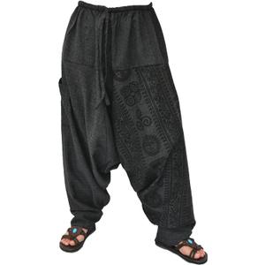Siamrose Baggy Yoga Harem Pants for Men and Women, Wide Leg Lounge Trousers, 2 Pockets, One Size (Charcoal)