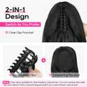 REECHO Ponytail Extension, 24" Claw Clip in Long Curly Wavy Ponytail Hair Extension Jaw Clip on Pony Tails Hairpiece for Women - Chestnut Brown with Golden Highlights