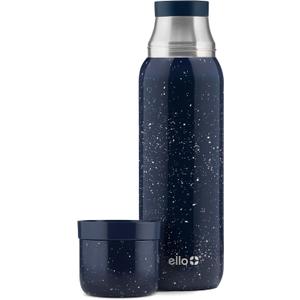 Ello Therma 32oz Insulated Stainless Steel Thermos for Hot & Cold Beverages with Leak Proof Lid & Built-in Cup, Triple Wall Insulation, Hot 24 Hrs, Perfect for Coffee,Tea, Dishwasher Safe, Blue (Xavier Navy Speckle)