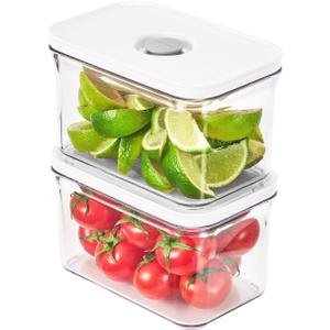 VAKUEN Premium Airtight Food Storage Containers, Rectangular 2PC(1.06qt), Smart One-Click Seal Lid, No Hinges, Patented Double Silicone Lining, 100% Leak Proof, BPA-FREE, Dishwasher, Microwave Safe
