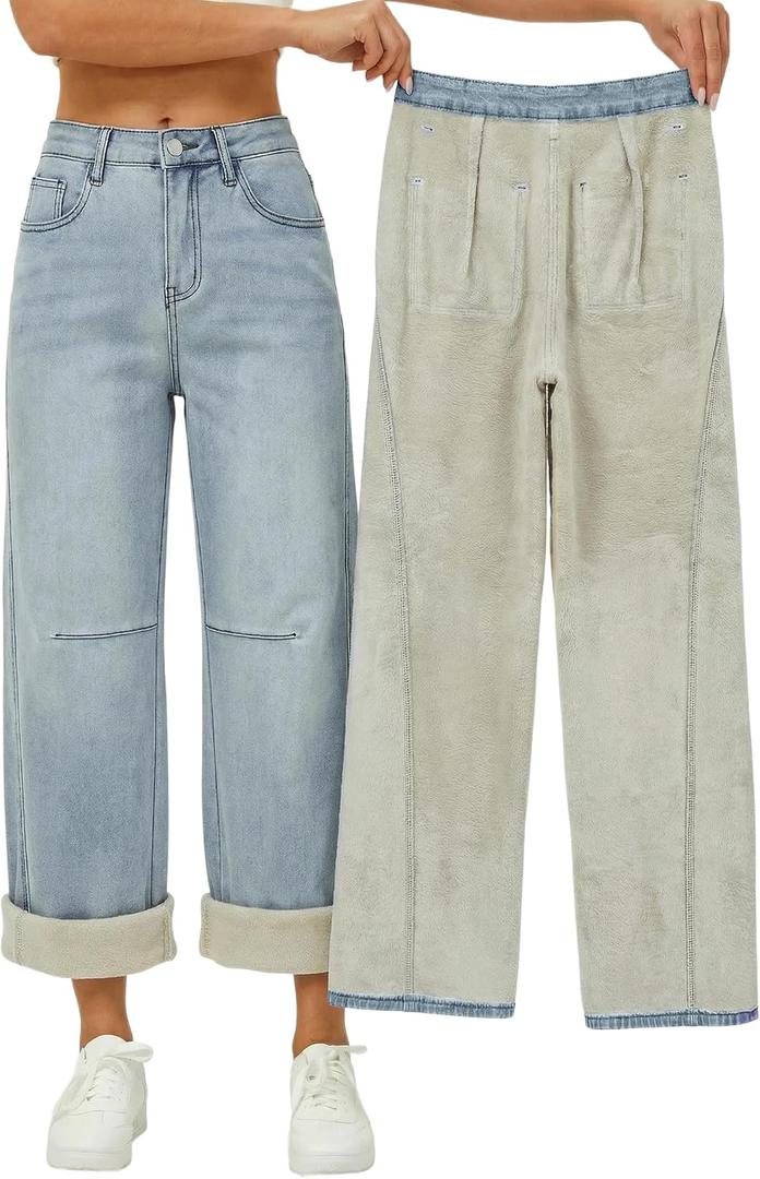 EMMIOL Baggy Jeans Women Straight Leg Mid Rise Boyfriend Wide Leg High Waisted Cute Trendy Y2K Loose Fit Pants Stretchy, Medium