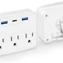 Cruise Power Strip Foldable Plug Non Surge Protector with USB C Outlets 3.4A Total, Cruise Ship Essentials, 2 Prong to 3 Prong Outlet Adapter, Japan Plug Adapter