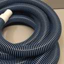 1-1/4 Inch x 27Ft Heavy-Duty Spiral Wound Pool Vacuum Hose with Kink-Free Cuff - Durable, Flexible, Universal Fit for Pool Maintenance, White, Blue
