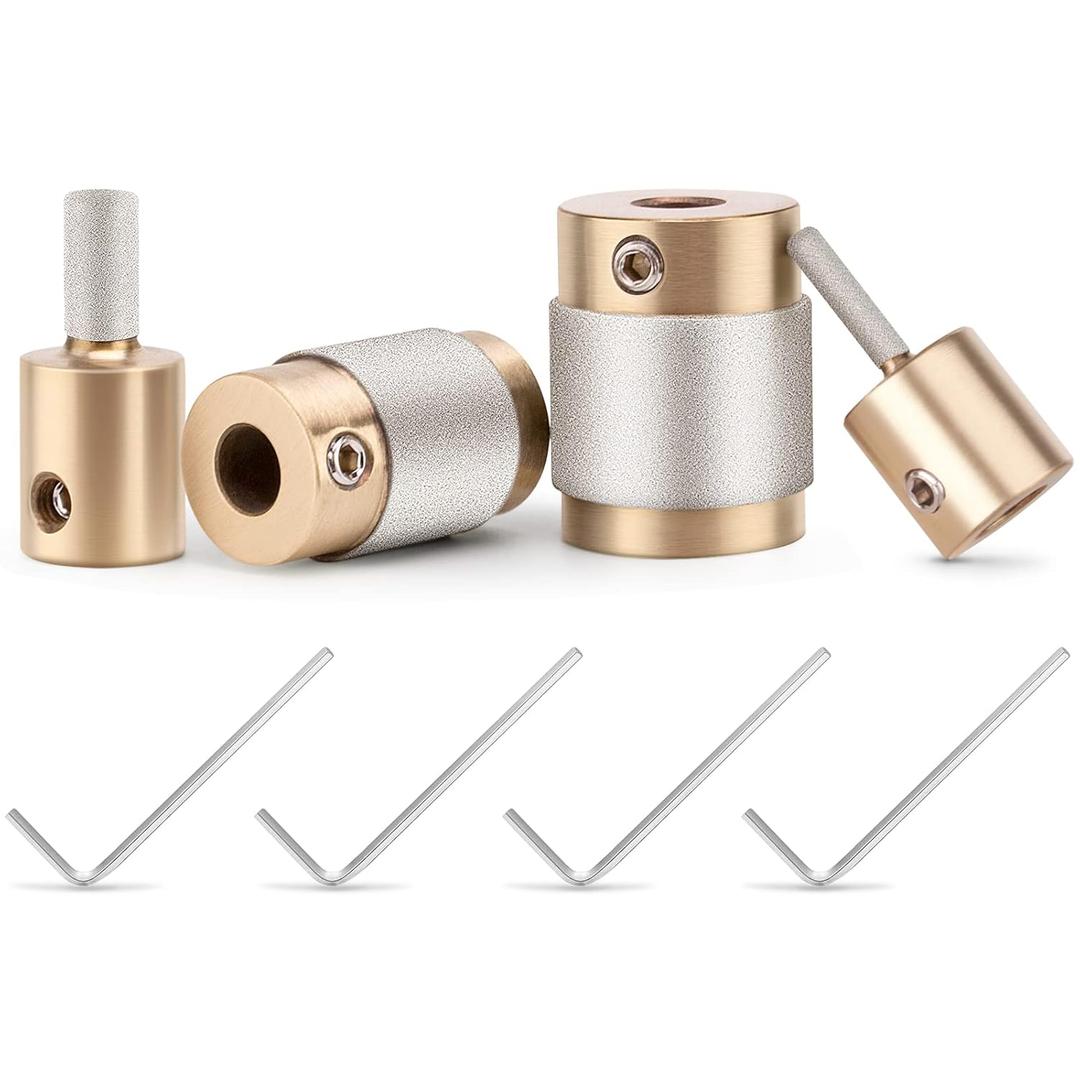 1 3/4 1/4 1/8 Inch Stained Glass Diamond Grinder Bit Head Tools 4 Sizes Brass Core Stained Glass Grinder Bits & Diamond Grinder Bit Head Tools, Stain Glass Tools and Supplies for Stained Glass (Yellow)
