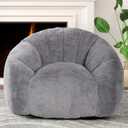 Giant Bean Bag Chair, Oversized BeanBag Couch for Adults, Large Bean Bag Sofa Chair with Filler, Shell-Shaped Floor Chair Soft & Cozy Couch with Back Support for Bedroom Living Room Dorm Apartment (Grey)