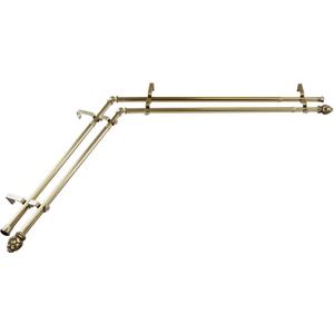 Rod Desyne 13/16" Bud Corner Window Double Rod, 28-48 inch, Antique Brass