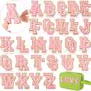 WILLBOND 52 Pcs Chenille Letter Patches A-Z, Self Adhesive Alphabet Patches for Clothes, Bags, Hats DIY, Name Craft & Personalized Best Mom Groovy Wedding Gifts(Pink,2.2 Inch)