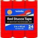Red Stucco Tape, Case of 24 Rolls, 2 Inch x 60 Yards, UV Resistant Polyethylene Tape