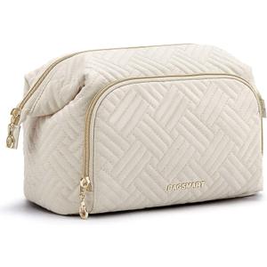 BAGSMART Travel Makeup Bag, Cosmetic Bag Make Up Organizer Case, Large Wide-open Pouch for Women Purse for Toiletries Accessories Brushes