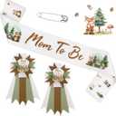 Woodland Baby Shower Decorations Mom to Be Sash Dad to Be Corsage Set, Neutral Mommy to Be Sash Baby Shower Sash Set for Pregnant Mommy Gift Party Decorations