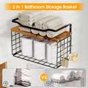 Towel Racks for Bathroom,Towel Rack Wall Mounted, 6 Tier Rolled Or Folded Towel Holder with Floating Shelves, Bathroom Towel Holder for Bath, Hand Towels,Metal and Wood