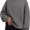 Trendy Queen Womens Oversized Sweatshirts Turtleneck Pullover Long Sleeve Hoodies Tops Fall Fashion Outfits 2025 Clothes (Medium, Darkgrey)